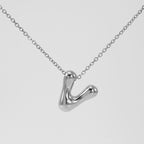 Initial Necklace in 18K Gold-Plated Stainless Steel, Bubble Letter A-Z