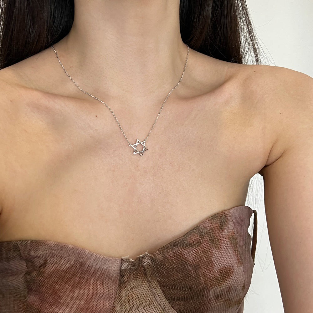 Interlocked Star of David Necklace in 925 Sterling Silver