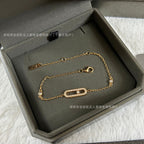 Sliding Bar Bracelet in 925 Sterling Silver, Double Chain
