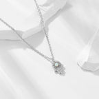 Hamsa Necklace with Opal in 925 Sterling Silver, Mini Pavé Hand
