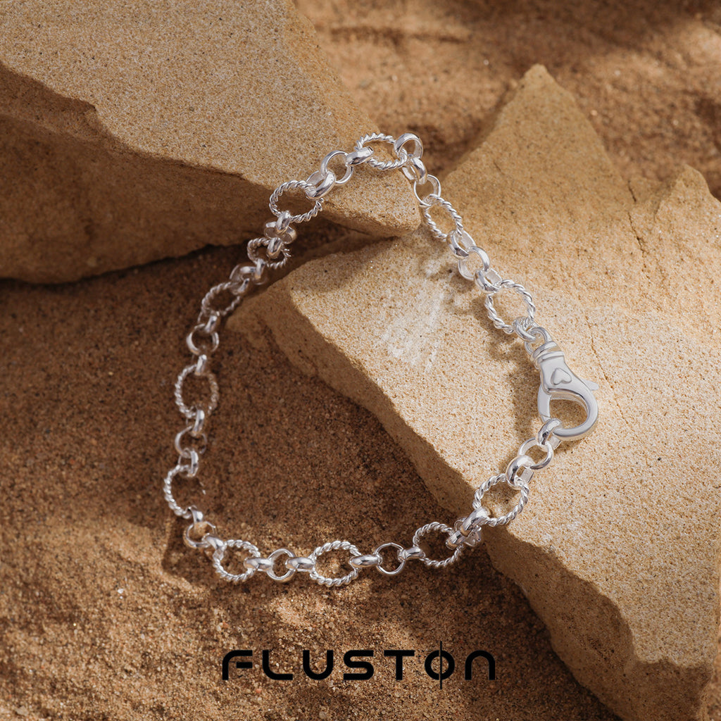 Twist Link Chain Bracelet in 925 Sterling Silver