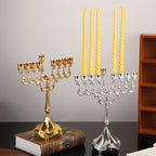 Classic Hanukkah Menorah, Polished Silver or Gold Finish, 12 Inch Tall