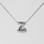 Initial Necklace in 18K Gold-Plated Stainless Steel, Bubble Letter A-Z