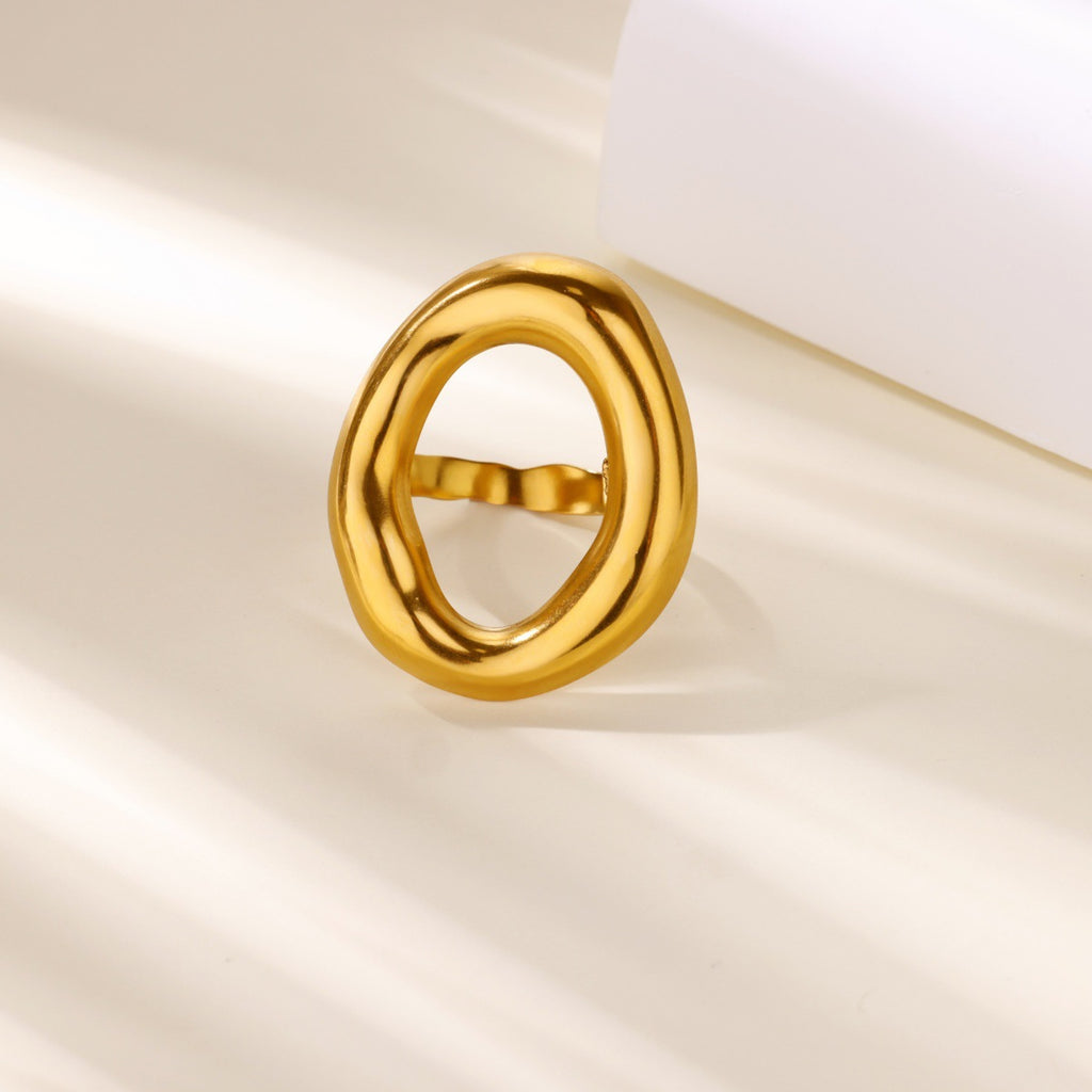 Large Hollow Oval Ring in Gold-Plated or Silver Stainless Steel