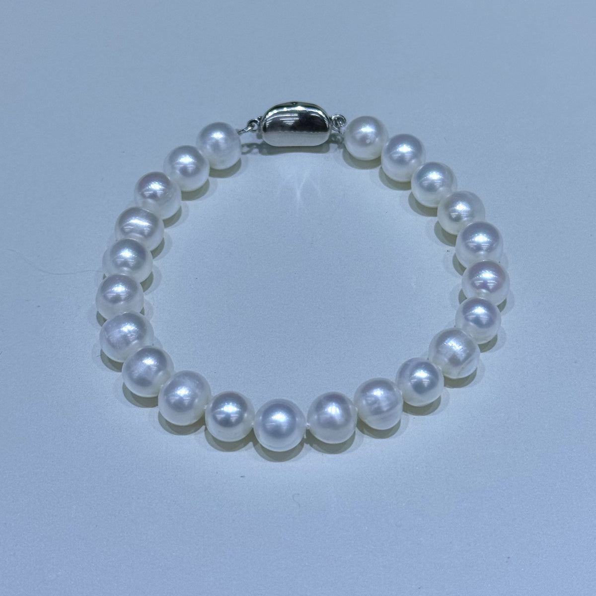 Freshwater Pearl Bracelet with 925 Sterling Silver Clasp, 7-8 mm