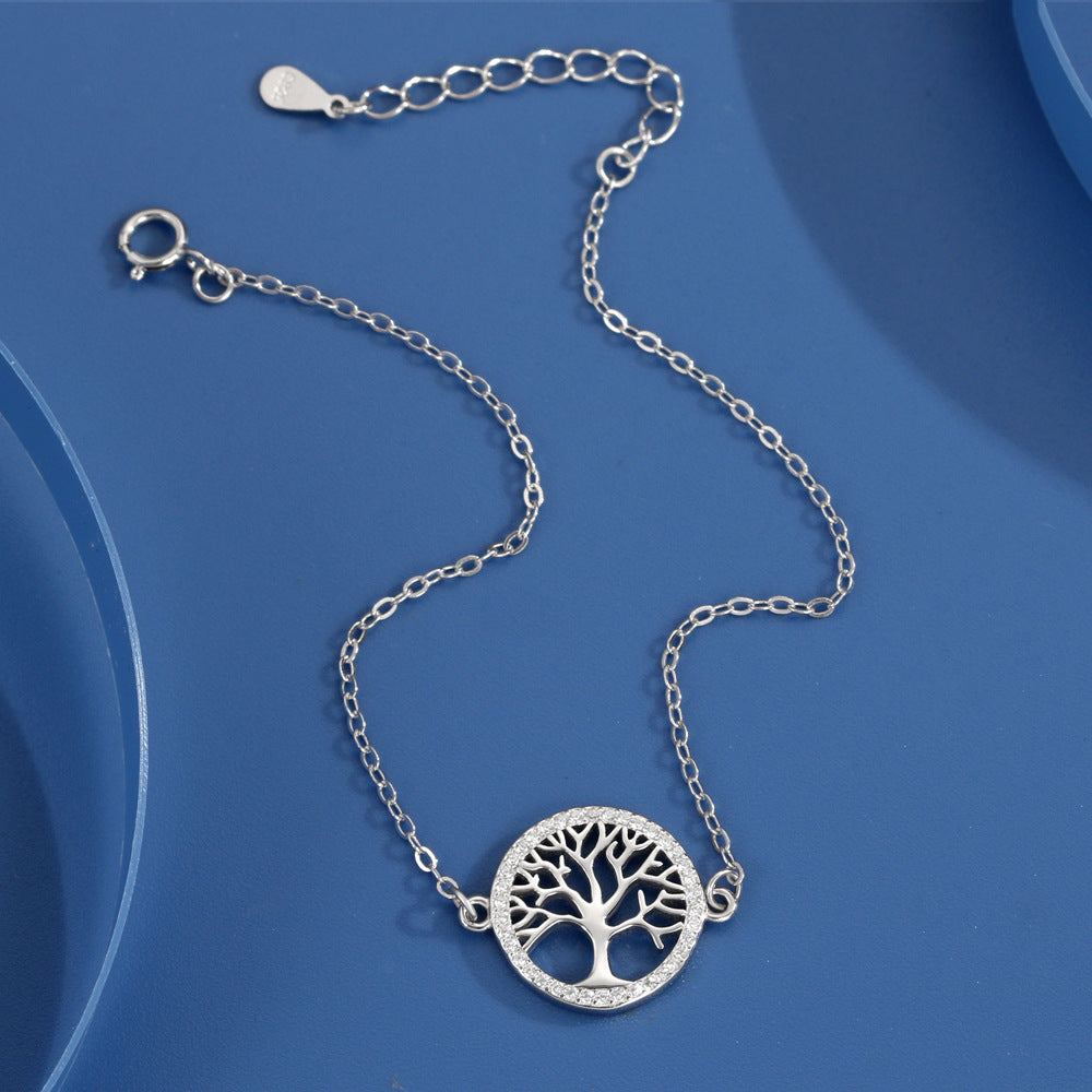 Tree of Life Bracelet in 925 Sterling Silver, Round Openwork Charm