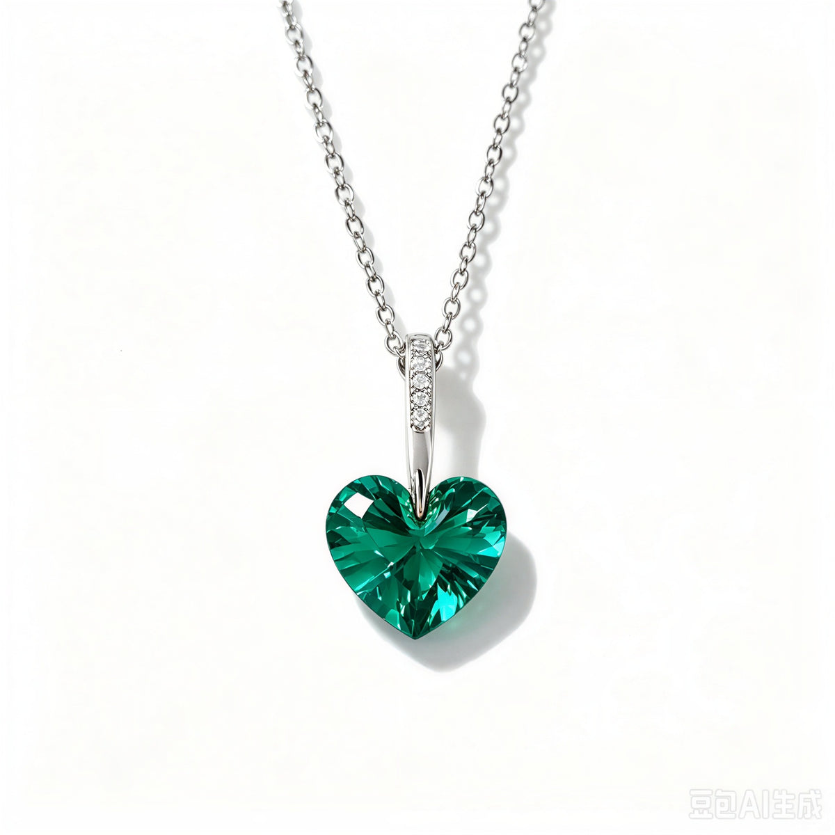 Crystal Heart Necklace in 925 Sterling Silver, 5 Colors