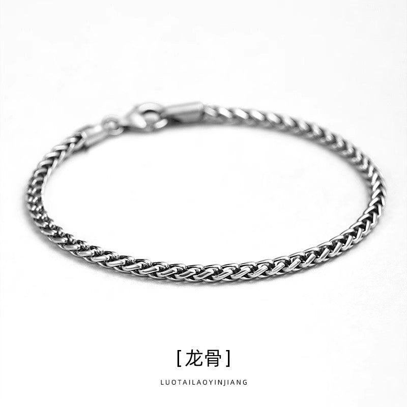 Men's Wheat Chain Bracelet in 925 Sterling Silver, Woven Link