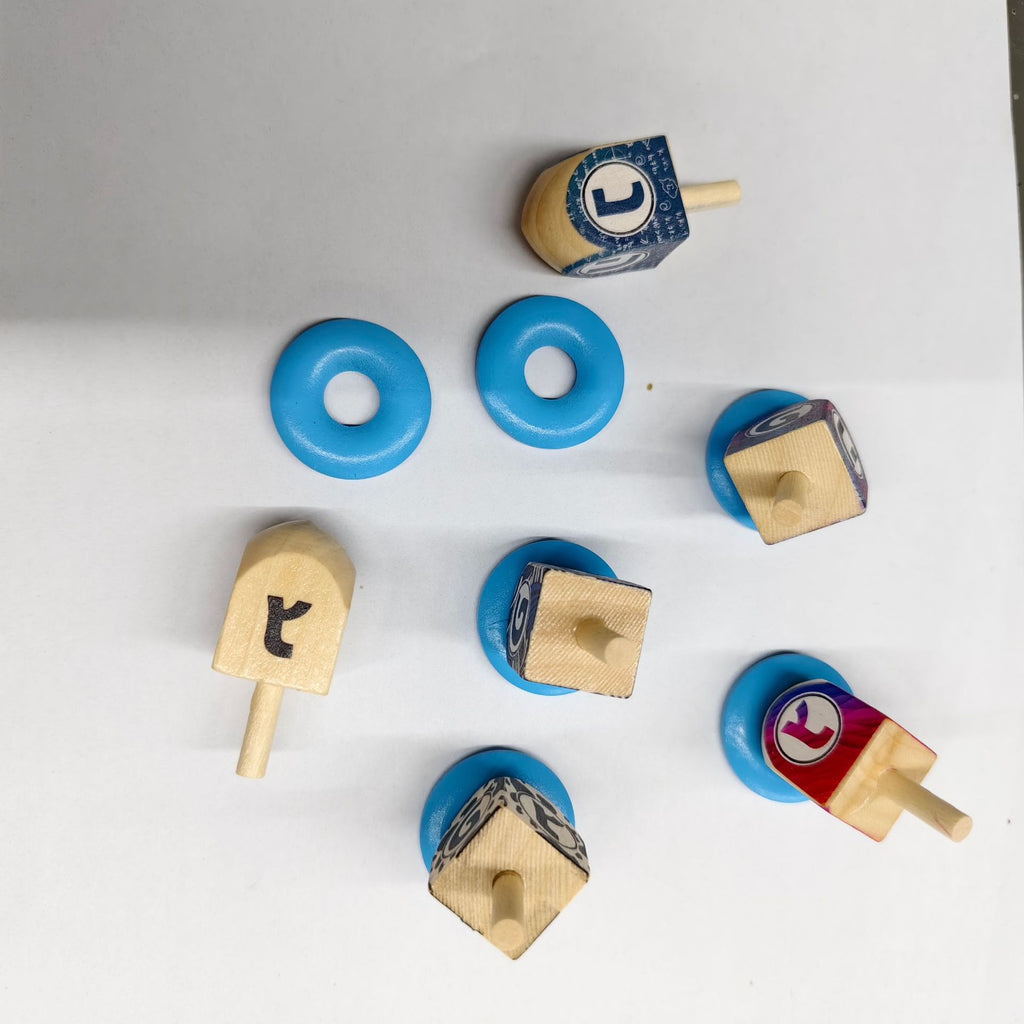 Wooden Dreidels for Hanukkah, Mixed Painted Set