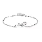 Tulip Bracelet in 925 Sterling Silver, Dainty Chain