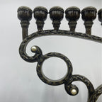 Antique Bronze Hanukkah Menorah, Scroll Design, 17 cm Tall