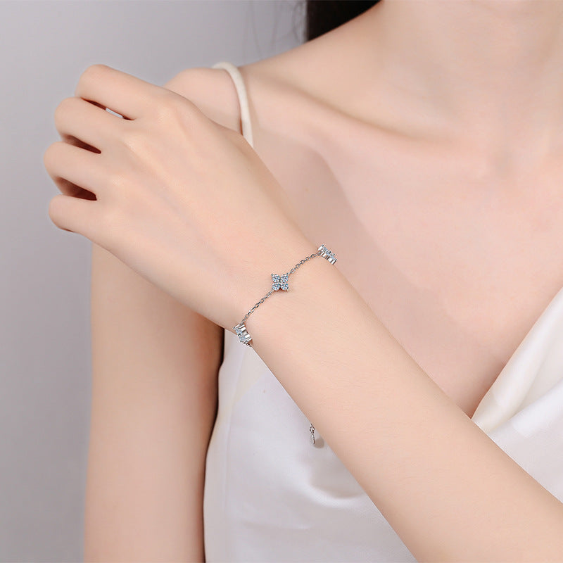 Moissanite Star Station Bracelet in 925 Sterling Silver