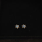 Star of David Stud Earrings in 925 Sterling Silver, Blue Cubic Zirconia