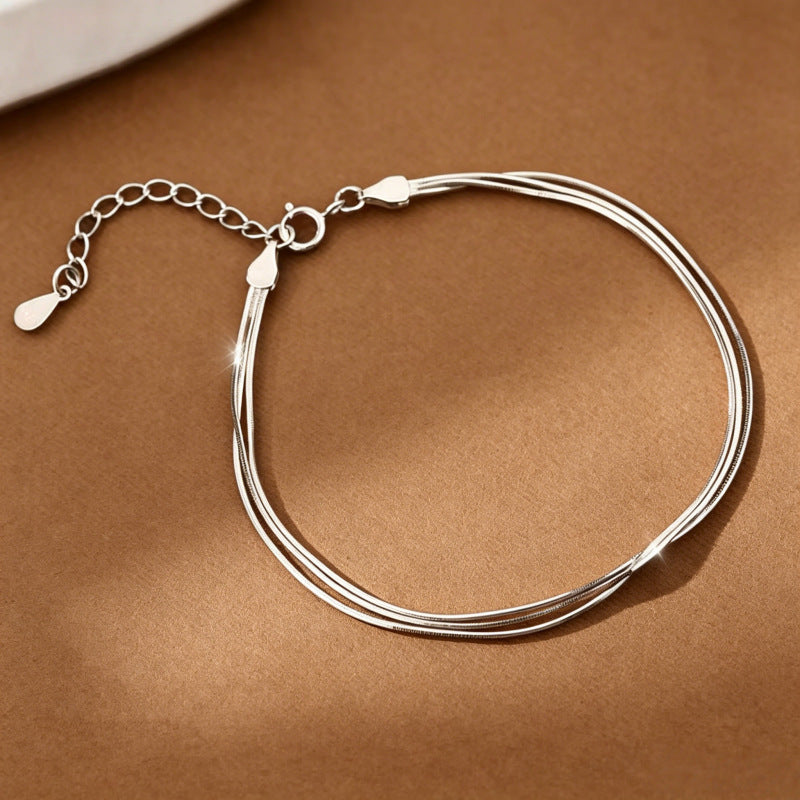 Three-Strand Snake Chain Bracelet in 925 Sterling Silver