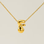 Initial Necklace in 18K Gold-Plated Stainless Steel, Bubble Letter A-Z