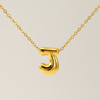 Initial Necklace in 18K Gold-Plated Stainless Steel, Bubble Letter A-Z