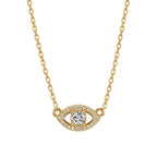 Evil Eye Necklace in 925 Sterling Silver, Moissanite Center Stone