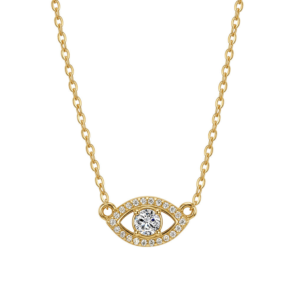 Evil Eye Necklace in 925 Sterling Silver, Moissanite Center Stone