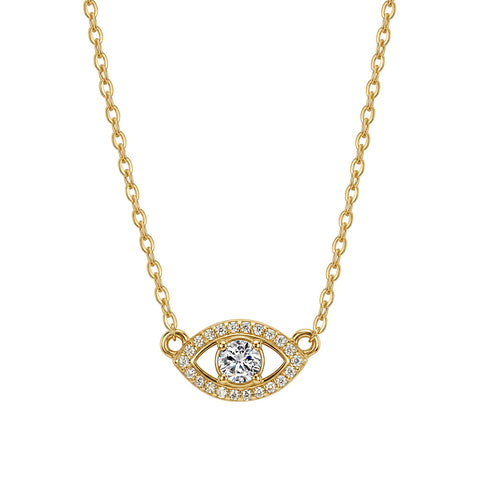 Evil Eye Necklace in 925 Sterling Silver, Moissanite Center Stone