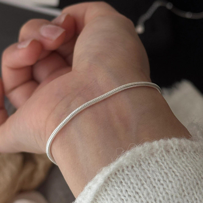 Round Snake Chain Bracelet in 925 Sterling Silver
