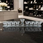 Designer Crystal Glass Hanukkah Menorah, 9 Cups, Clear, Amber or Rainbow