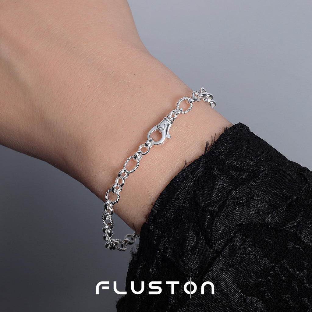 Twist Link Chain Bracelet in 925 Sterling Silver