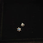 Star of David Stud Earrings in 925 Sterling Silver, Blue Cubic Zirconia