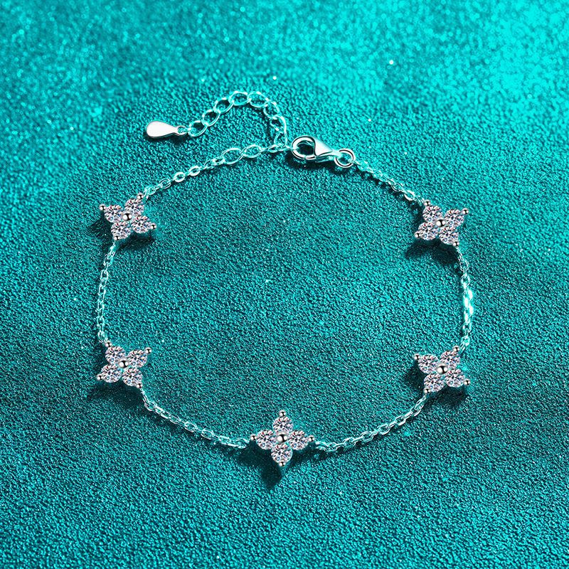 Moissanite Star Station Bracelet in 925 Sterling Silver