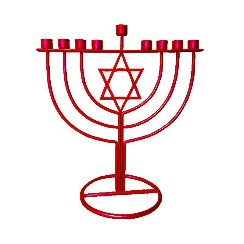 Modern Silver-Tone Star of David Hanukkah Menorah, 21 cm Tall