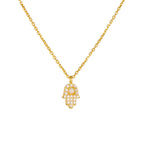 Hamsa Necklace with Opal in 925 Sterling Silver, Mini Pavé Hand