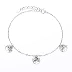 Tree of Life Charm Bracelet in 925 Sterling Silver, Three Charms