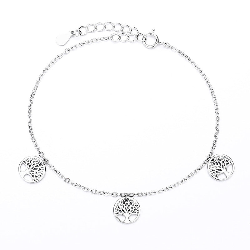 Tree of Life Charm Bracelet in 925 Sterling Silver, Three Charms
