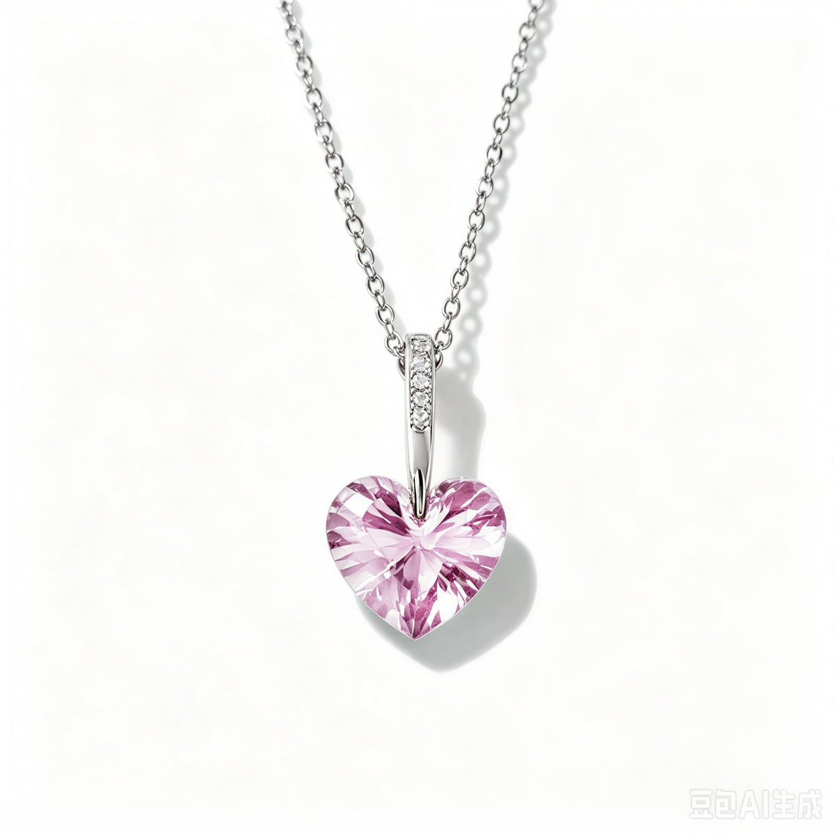 Crystal Heart Necklace in 925 Sterling Silver, 5 Colors