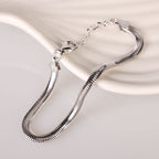 Flat Snake Chain Bracelet in 925 Sterling Silver, 5-6 mm