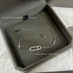 Sliding Bar Bracelet in 925 Sterling Silver, Double Chain