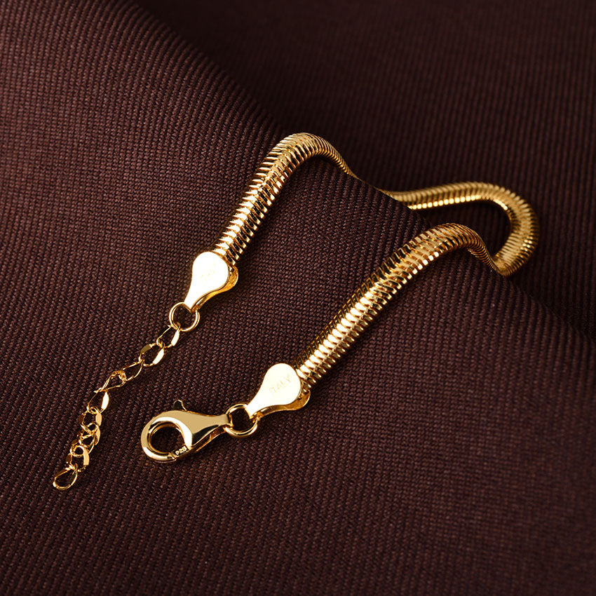 Flat Snake Chain Bracelet in 925 Sterling Silver, 5-6 mm