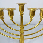 Classic Gold Menorah, 30 cm Tall, 9-Branch Hanukkah or 7-Branch Temple Style