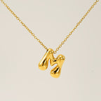 Initial Necklace in 18K Gold-Plated Stainless Steel, Bubble Letter A-Z