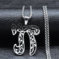 Chai Necklace, Silver-Tone Filigree Pendant on 20 Inch Box Chain