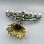 Designer Tree of Life Hanukkah Menorah, Green & Gold Enamel, 24 cm Tall