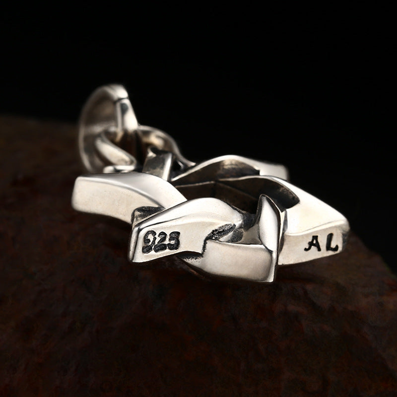 Men's 3D Star of David Necklace in 925 Sterling Silver, Interlocked Design, 18 Inch Chain