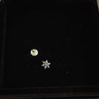 Star of David Stud Earrings in 925 Sterling Silver, Blue Cubic Zirconia
