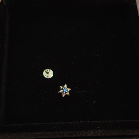 Star of David Stud Earrings in 925 Sterling Silver, Blue Cubic Zirconia