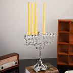 Classic Hanukkah Menorah, Polished Silver or Gold Finish, 12 Inch Tall