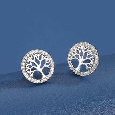 Tree of Life Stud Earrings in 925 Sterling Silver