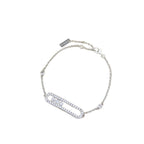 Sliding Bar Bracelet in 925 Sterling Silver, Double Chain