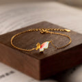 Enamel Butterfly Bracelet in Gold Plated 925 Sterling Silver, Pink Gradient