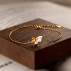 Enamel Butterfly Bracelet in Gold Plated 925 Sterling Silver, Pink Gradient
