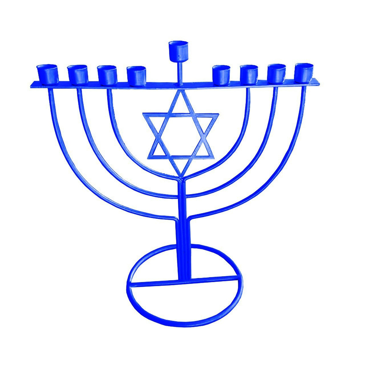 Modern Silver-Tone Star of David Hanukkah Menorah, 21 cm Tall