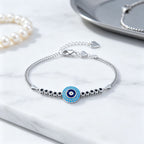 Evil Eye Bracelet in 925 Sterling Silver, Blue Enamel Eye